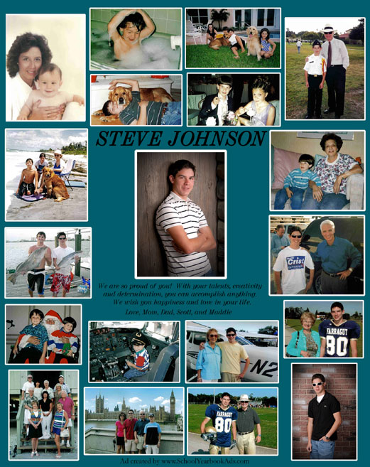 Nineteen pictures with white borders on teal background